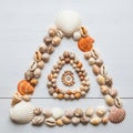 Seashells arranged in a triangular pattern Royalty Free Stock Photo