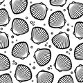 Seashells background. Collection seashells icons. Vector