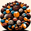 Seashells background. Vector illustration of seashells. generative AI