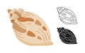 Seashells cartoon stamp outline set icon ocean marine shell spiral mollusk conch sink. vector design Royalty Free Stock Photo