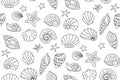 Seashells doodle wallpaper ocean marine shell starfish mollusk conch sink scrapbook seamless pattern