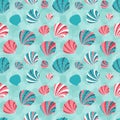 Seashells Pattern with Pearl Shells and Starfishes Royalty Free Stock Photo