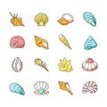 Seashells RGB color icons set Royalty Free Stock Photo