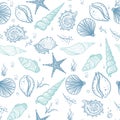 Seashells seamless pattern
