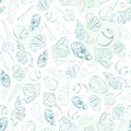 Seashells seamless pattern. Simple drawing seachells Royalty Free Stock Photo