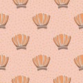 Seashells seamless patternon dots background. Geometric sea ocean shell endless wallpaper