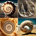 Seashells On The Seashore Collage, Generative Ai Royalty Free Stock Photo