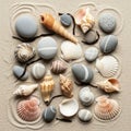 And scallop shells displaying shades of pink white and brown. Royalty Free Stock Photo