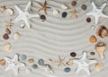 Seashells and starfish border Royalty Free Stock Photo