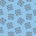Seashells on striped background, hand drawn seamless pattern. Vector illustration Royalty Free Stock Photo