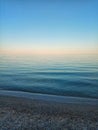 Seashore of the Azov Sea with a gradient evening sky