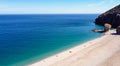 Seashore, coastline, scenic view of people at unspoiled beach in Almeria, called Playa de los Muertos, Royalty Free Stock Photo