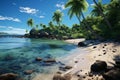 Seashore companions Palm trees create a scenic border along the tranquil beach Royalty Free Stock Photo