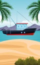 Seashore landscape cartoon Royalty Free Stock Photo