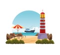 Seashore landscape cartoon Royalty Free Stock Photo