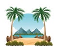 Seashore landscape cartoon Royalty Free Stock Photo