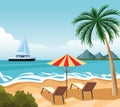 Seashore landscape cartoon Royalty Free Stock Photo