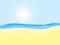 Seashore. Sunny day, beach landscape. Summer holiday vacation. Vector Royalty Free Stock Photo