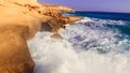 Seashore Waves and Mountain under the Sunshine in Matrouh, Egypt