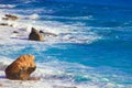 Seashore Waves and Mountain under the Sunshine in Matrouh, Egypt