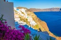 Quaint houses of Oia town Santorini island landscape and Caldera Greece Royalty Free Stock Photo