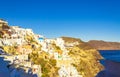 Scenic view of Oia town Santorini island landscape and Caldera Greece Royalty Free Stock Photo