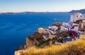 Scenic view of Oia town Santorini and Caldera seascape Greece Royalty Free Stock Photo