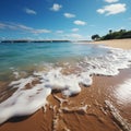 Seaside ambiance Clear wave on beach, reflecting pure sea waters natural charm