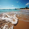 Seaside ambiance Clear wave on beach, reflecting pure sea waters natural charm