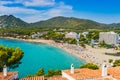 Seaside beach at coast of Majorca island, Spain Royalty Free Stock Photo
