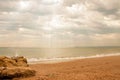 Coastal scene along Bournemouth beach in Dorset. Royalty Free Stock Photo