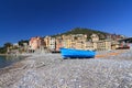 Seaside with boat in Sori, Italy Royalty Free Stock Photo