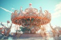 Seaside carnival carousel with intricately. Generative ai