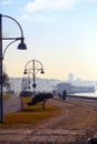 Seaside in City Izmir and Street Lamp Royalty Free Stock Photo