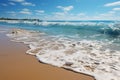 Seaside elegance Clear wave graces sandy beach, pure sea water in focus