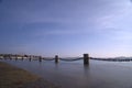 Seaside guardrail, safety protection barrier, harbor in seafront, chain link