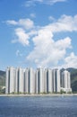 Seaside high rise residential building in Hong Kong city Royalty Free Stock Photo