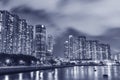 High rise residential building in Hong Kong city at night Royalty Free Stock Photo