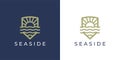 Seaside holiday resort logo line icon Royalty Free Stock Photo