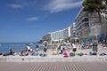 Seaside hotels school class kids sea Santa Ponsa Mallorca Royalty Free Stock Photo