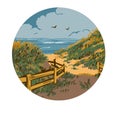 Seaside icon with birds landscape quality illustration Royalty Free Stock Photo