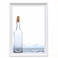 Seaside Inspired Empty Bottle Framed Art In Advertisement Style