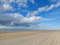 Seaside in Koksijde, Belgium with blue sky