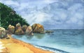 Seaside landscape with clouds. Samui