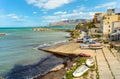 Seaside landscape with small port in Trappeto, province of Palermo, Italy