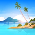 Seaside Landscape Summer Tropical Beach With Palm Tree Exotic Resort Poster Royalty Free Stock Photo