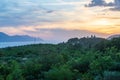 Seaside landscape in the sunset. Region Croatia - Duba - Europe. Sea, boats and sunset