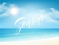 Seaside lettering on the background of the sea beach. Vector illustration Royalty Free Stock Photo