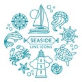 Seaside line icons