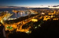 seaside part of Malaga with Port from castle Royalty Free Stock Photo